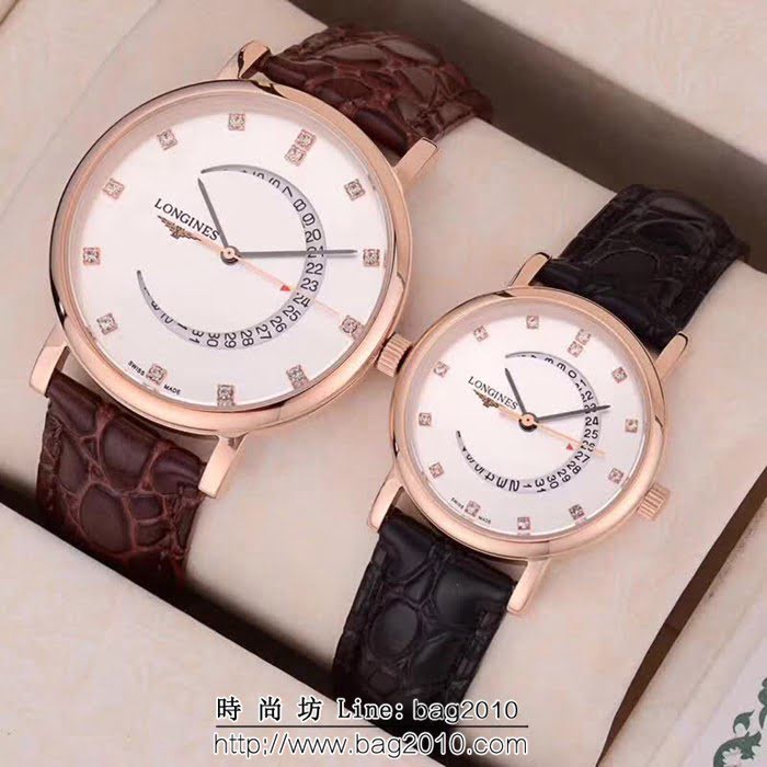 LONGINES浪琴 精鋼表殼 石英機芯 情侶對表 WSS0352